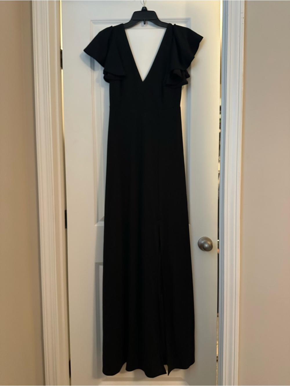 Birdy Grey Black V-Neck Maxi with Flutter Sleeves